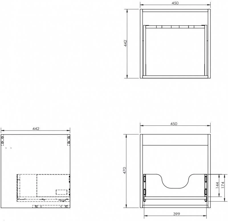 Praustuvo spintelės korpusas Mexen Box-A, 45 cm, 1 stalčius, Graphite matt