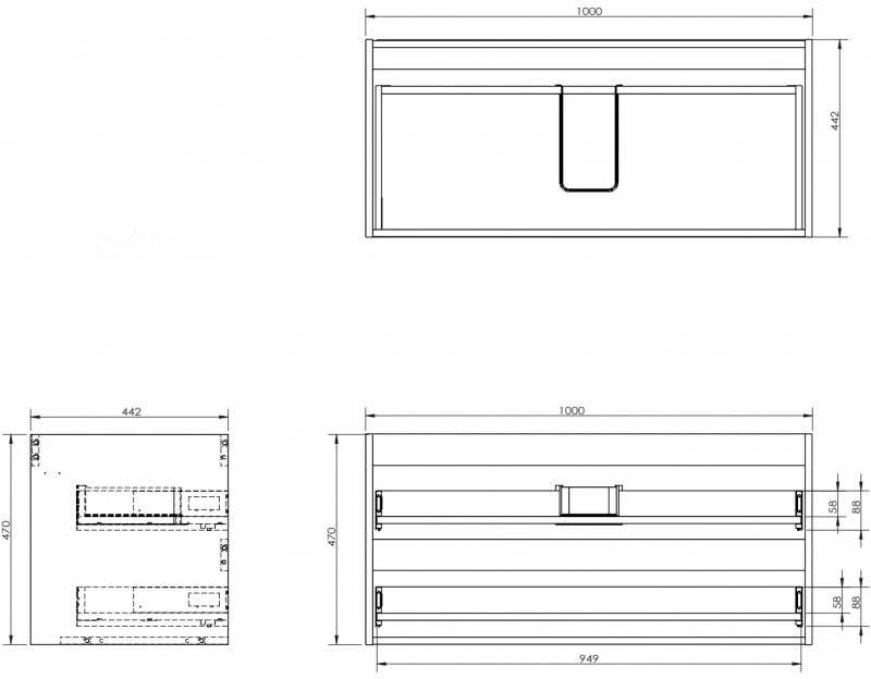 Praustuvo spintelės korpusas Mexen Box-A, 100 cm, 2 stalčiai, Baltas glossy