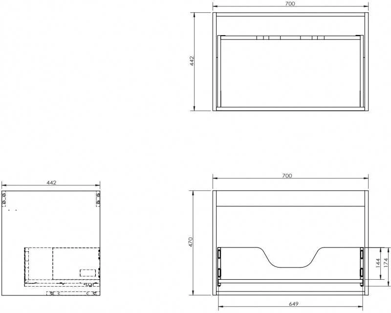 Praustuvo spintelės korpusas Mexen Box-A, 70 cm, 1 stalčius, Baltas glossy