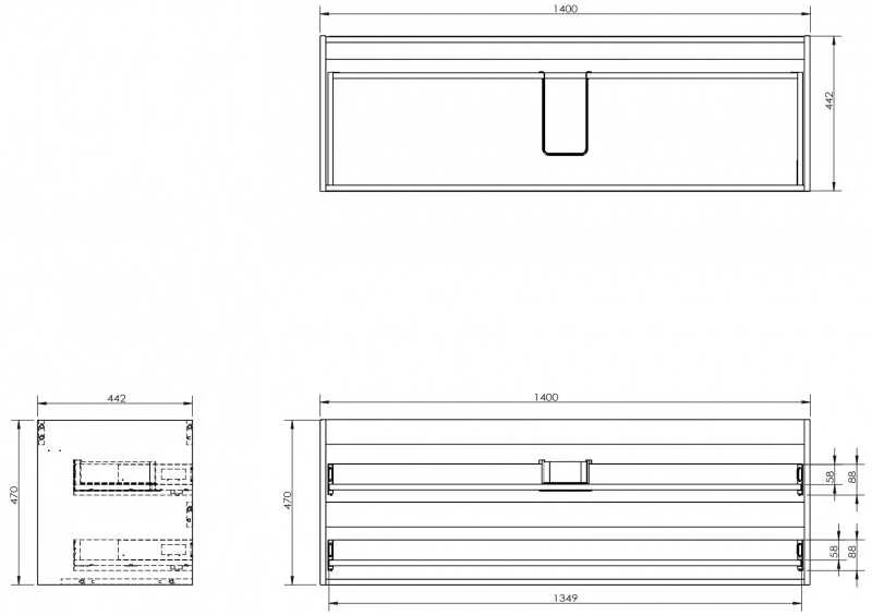 Praustuvo spintelės korpusas Mexen Box-A, 140 cm, 2 stalčiai, Nut