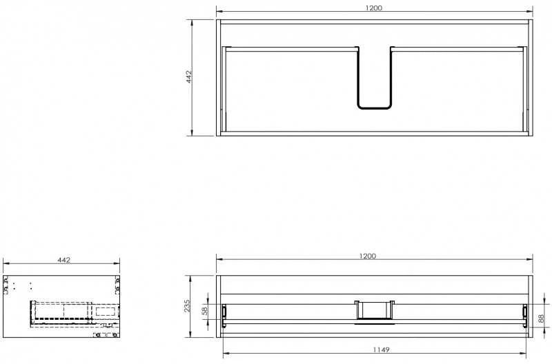 Praustuvo spintelės korpusas Mexen Box-A, 120 cm, 1 stalčius, Juodas matt