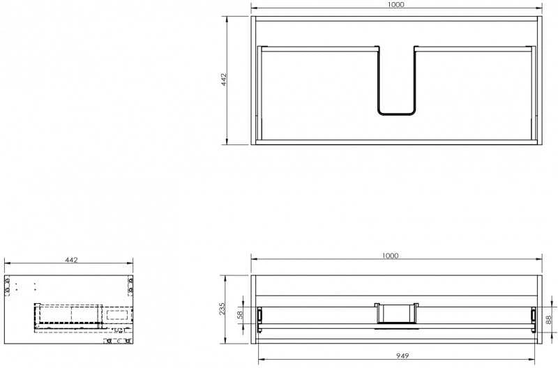 Praustuvo spintelės korpusas Mexen Box-A, 100 cm, 1 stalčius, Juodas glossy