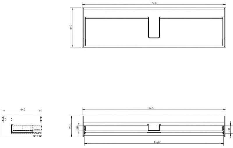 Praustuvo spintelės korpusas Mexen Box-A, 160 cm, 1 stalčius, Nut