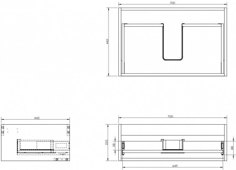 Praustuvo spintelės korpusas Mexen Box-A, 70 cm, 1 stalčius, Juodas matt