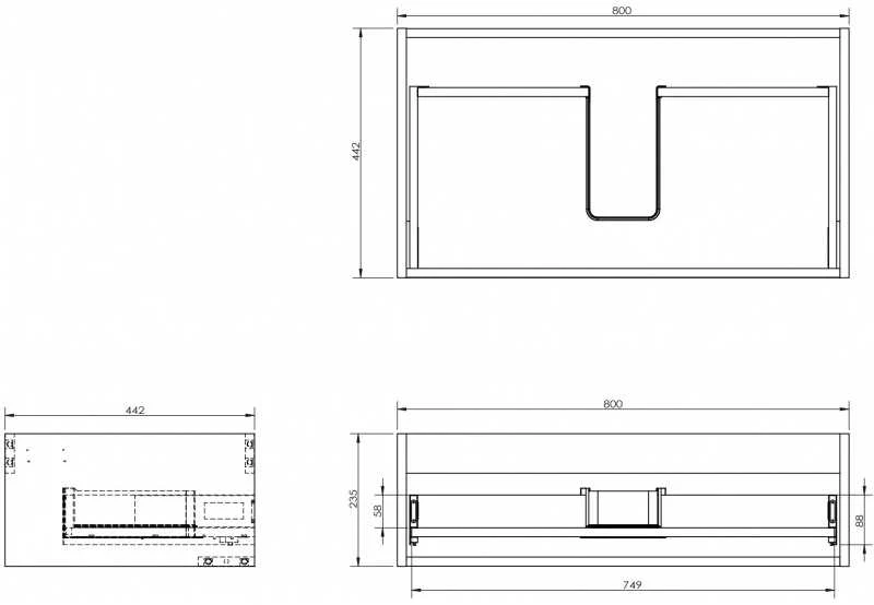 Praustuvo spintelės korpusas Mexen Box-A, 80 cm, 1 stalčius, Juodas glossy