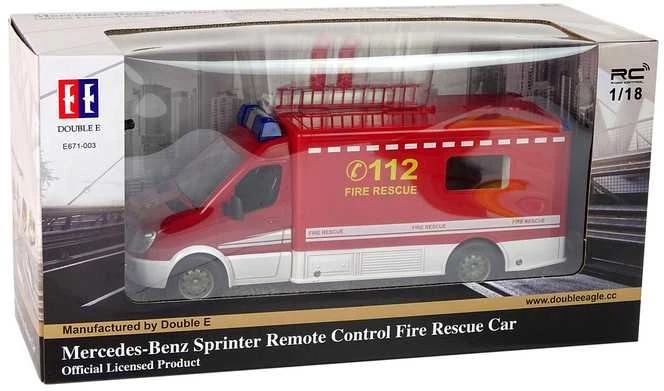 Priešgaisrinės tarnybos „Mercedes Sprinter“ automobilis su nuotolinio valdymo pultu
