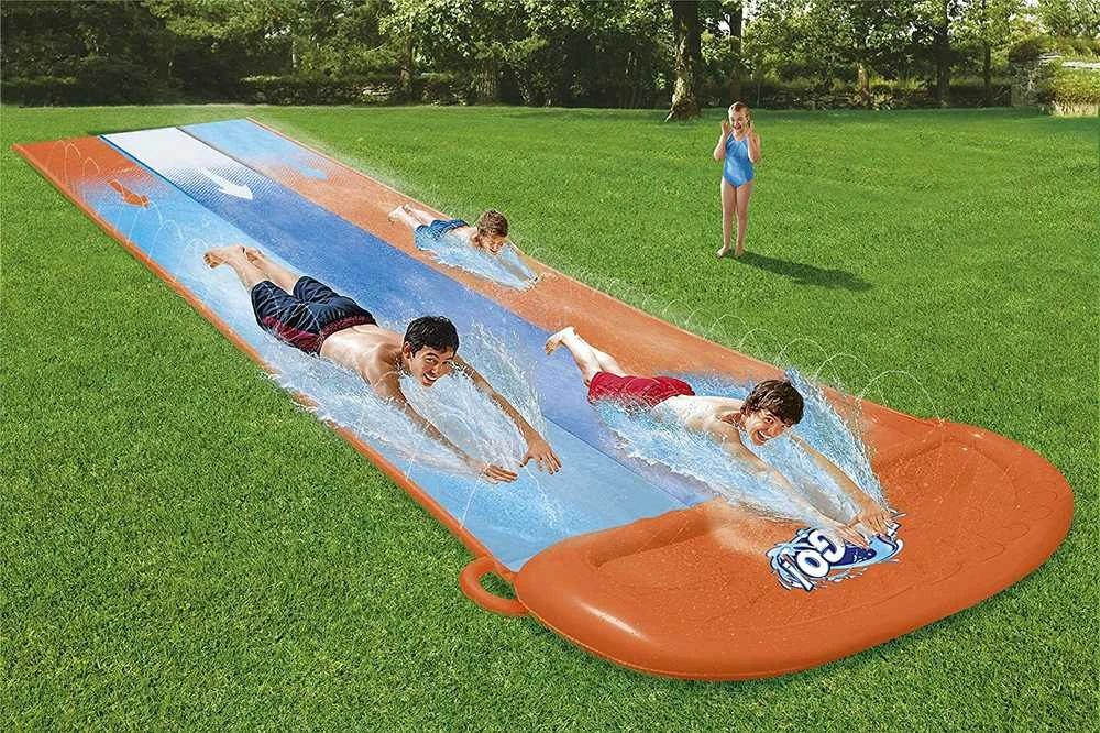 Pripučiama trivietė vandens čiuožynė Bestway, 488 cm