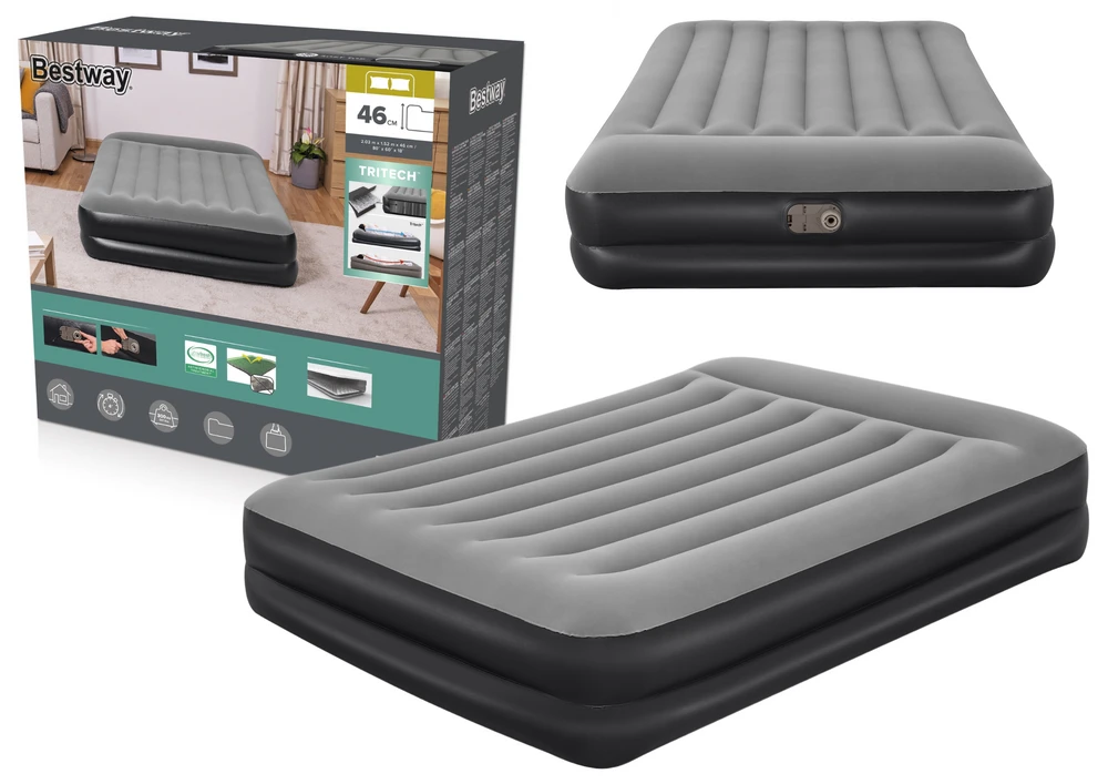 Bestway® Tritech Airbed Queen pripučiamas čiužinys su integruotu AC siurbliu 203x152x46 cm