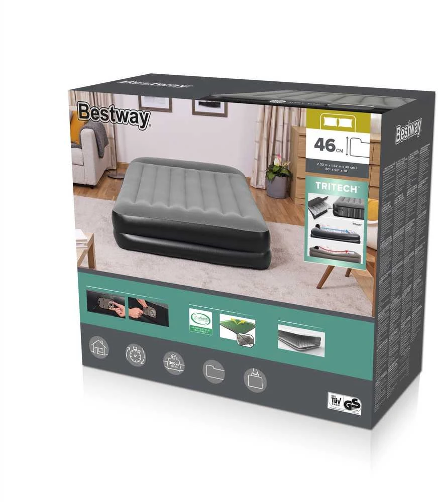 Bestway® Tritech Airbed Queen pripučiamas čiužinys su integruotu AC siurbliu 203x152x46 cm