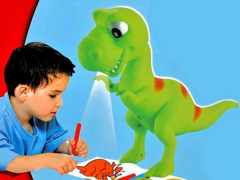 Projektorius dinzoauras T-rex su rašikliais