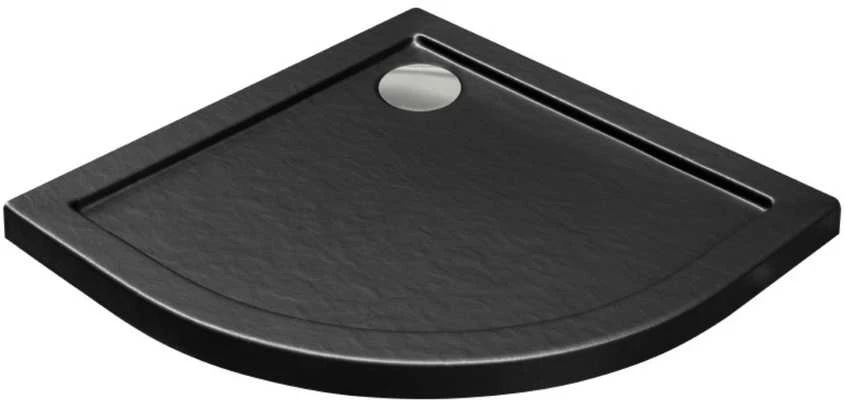 Pusapvalis dušo padėklas Besco Aron SlimLine Stone Effect New, 90 x 90 x 5,5 cm