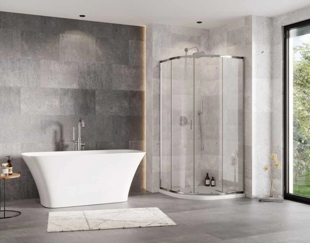 Pusapvalis dušo padėklas Besco Axim UltraSlim, 90 x 90 x 4,5 cm