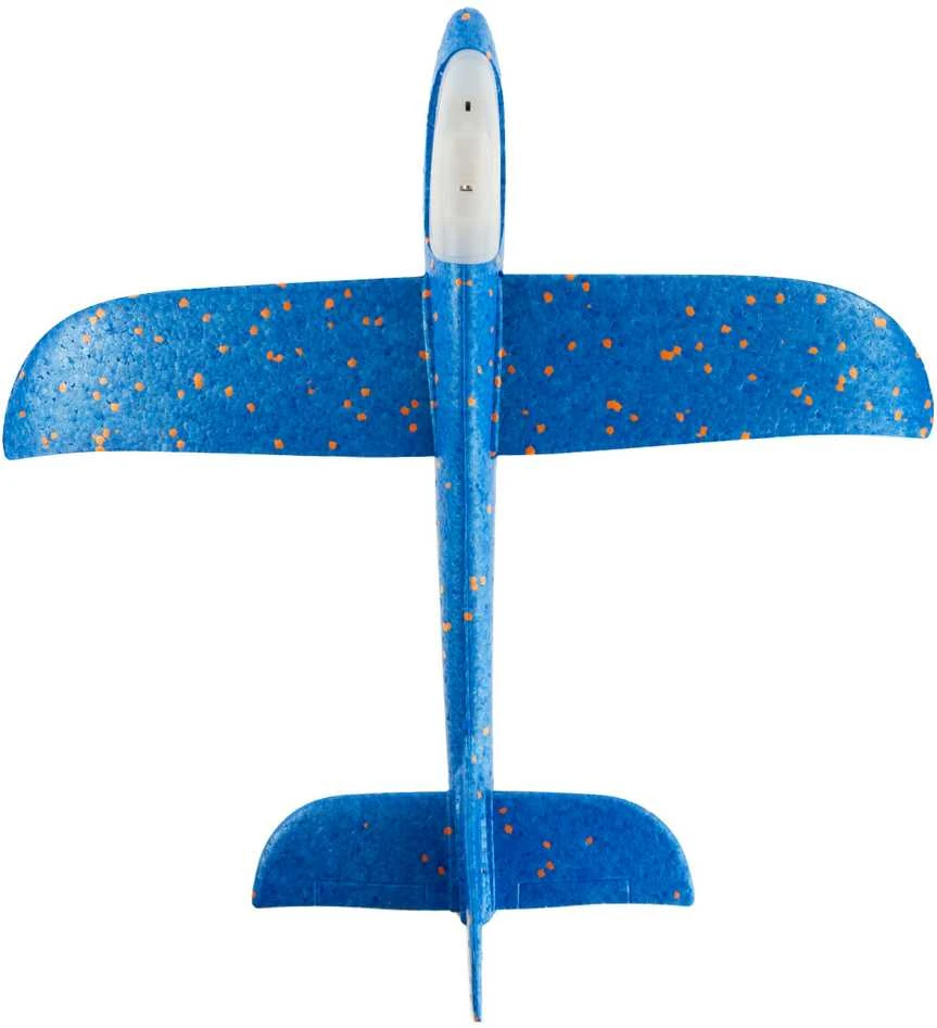 Putplasčio lėktuvas šviečiantis, 47 cm, mėlynas
