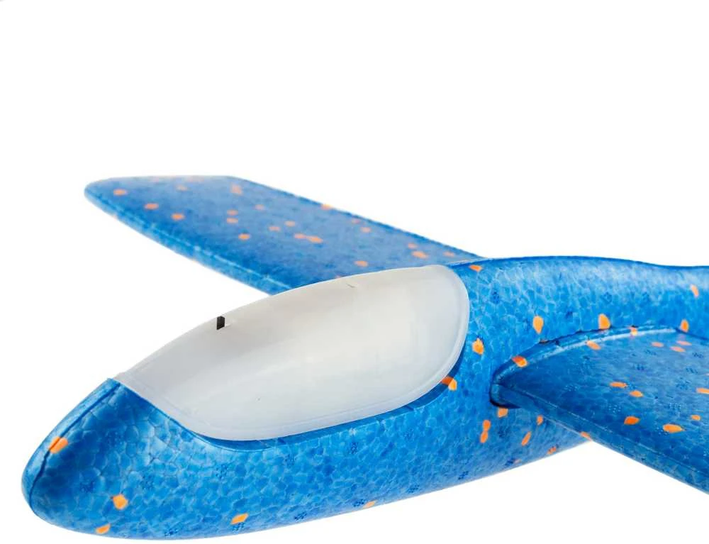 Putplasčio lėktuvas šviečiantis, 47 cm, mėlynas