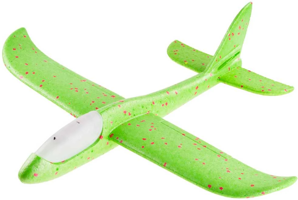 Putplasčio lėktuvas šviečiantis, 47 cm, žalias