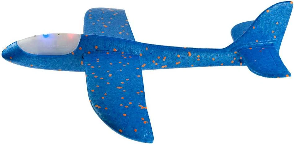 Putplasčio lėktuvas šviečiantis, 47 cm, mėlynas