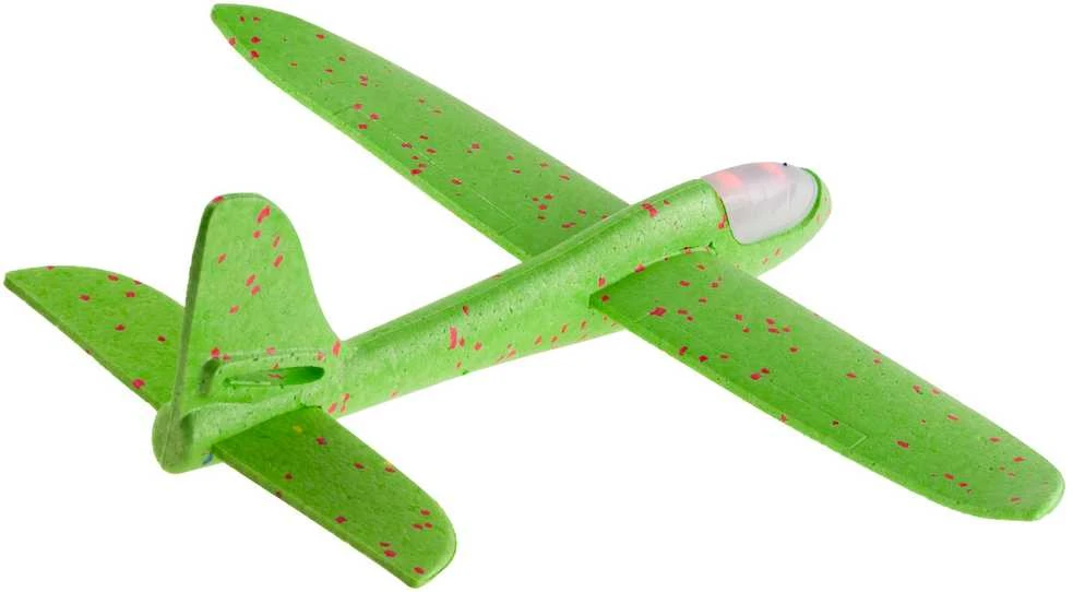 Putplasčio lėktuvas šviečiantis, 47 cm, žalias