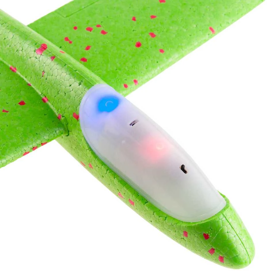 Putplasčio lėktuvas šviečiantis, 47 cm, žalias