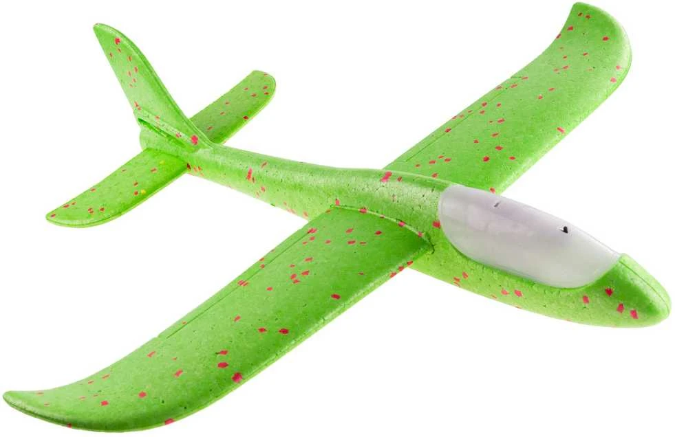 Putplasčio lėktuvas šviečiantis, 47 cm, žalias