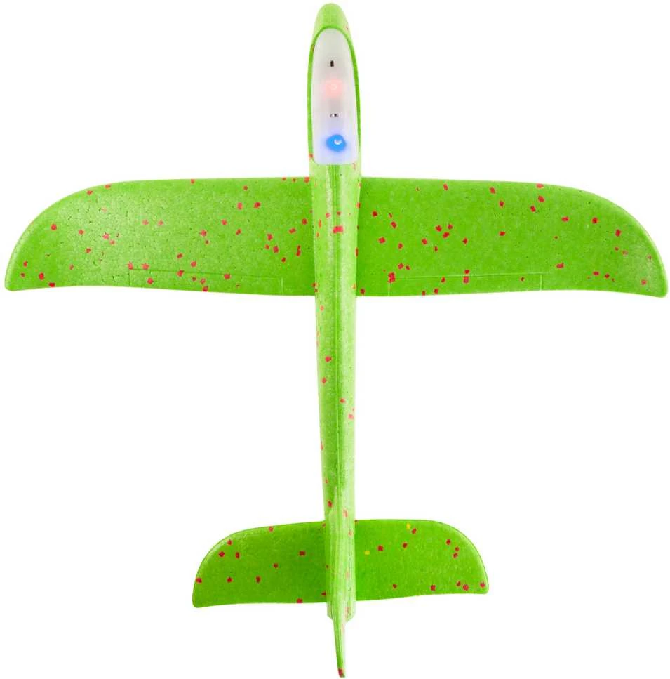 Putplasčio lėktuvas šviečiantis, 47 cm, žalias