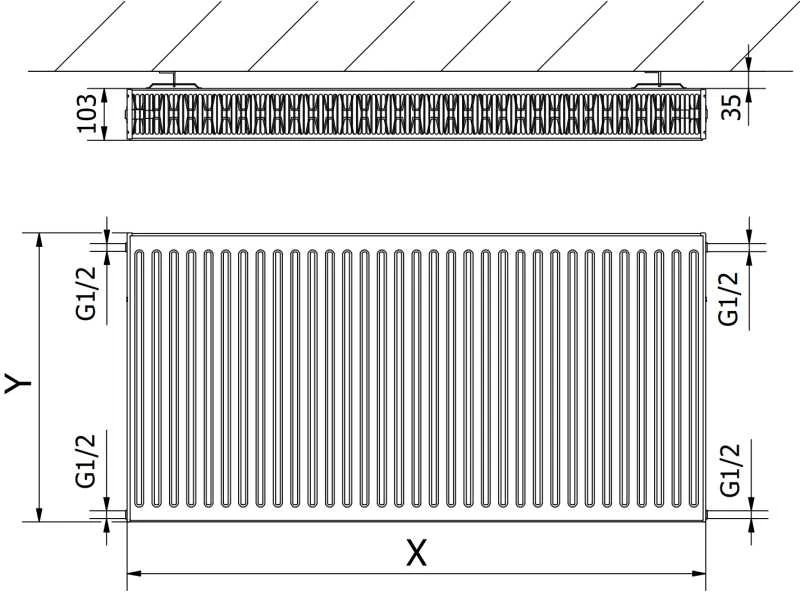 Radiatorius Mexen C22, 900 x 800 mm, pajungimas iš šono, 1828 W, juodas