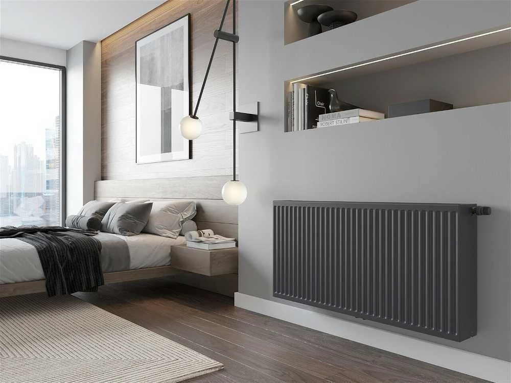 Radiatorius Mexen CC33, 300 x 2800 mm, 3736 W, pajungimas iš apačios per vidurį, antracitas