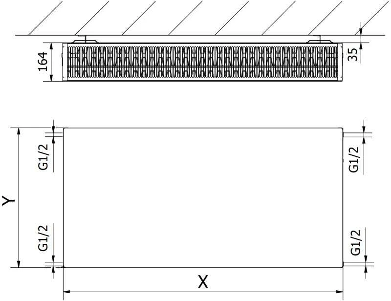 Radiatorius Mexen Flat CF33, 600 x 1300 mm, šoninio pajungimo, 2861 W, baltas