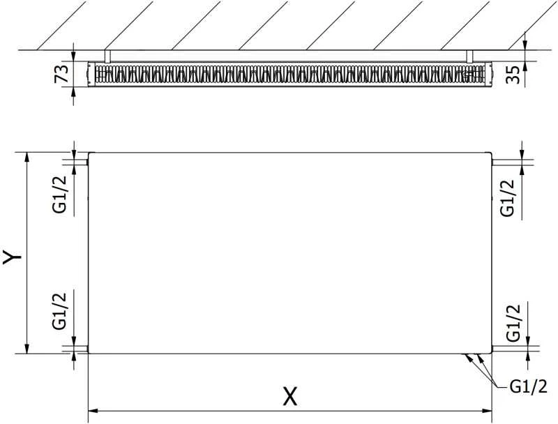 Radiatorius Mexen Flat CVF21, 300 x 700 mm, pajungimas iš apačios, 441 W, juodas