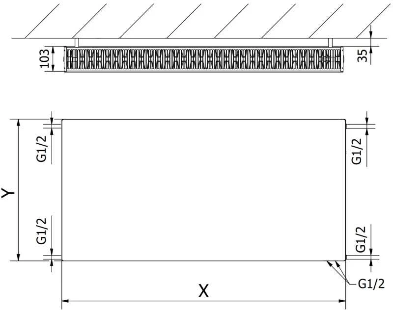 Radiatorius Mexen Flat CVF22, 600 x 1600 mm, apatinio pajungimo, 2532 W, antracito