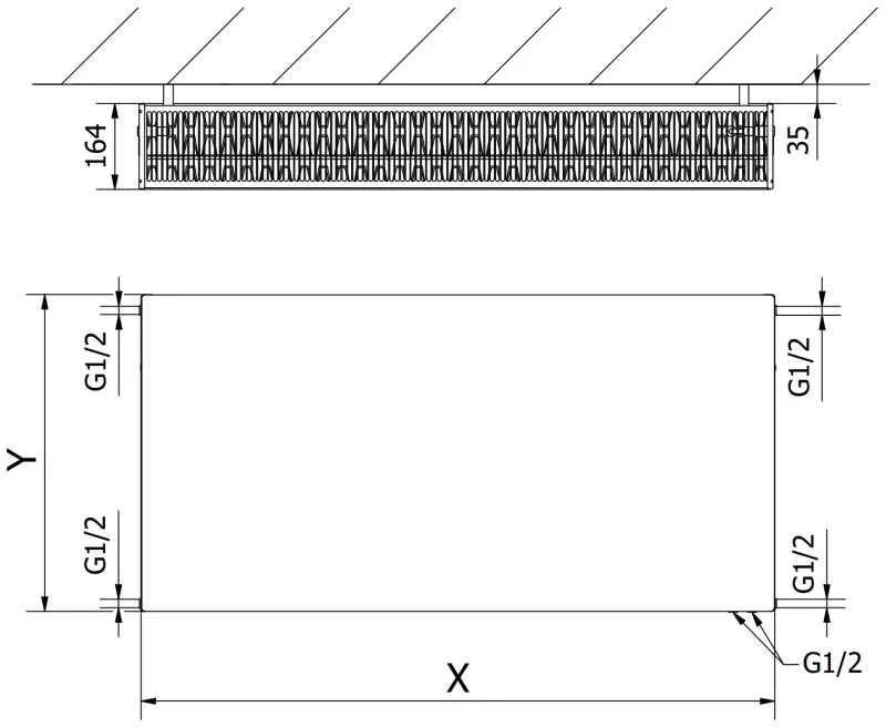 Radiatorius Mexen Flat CVF33, 600 x 500 mm, apatinio pajungimo, 1100 W, baltas