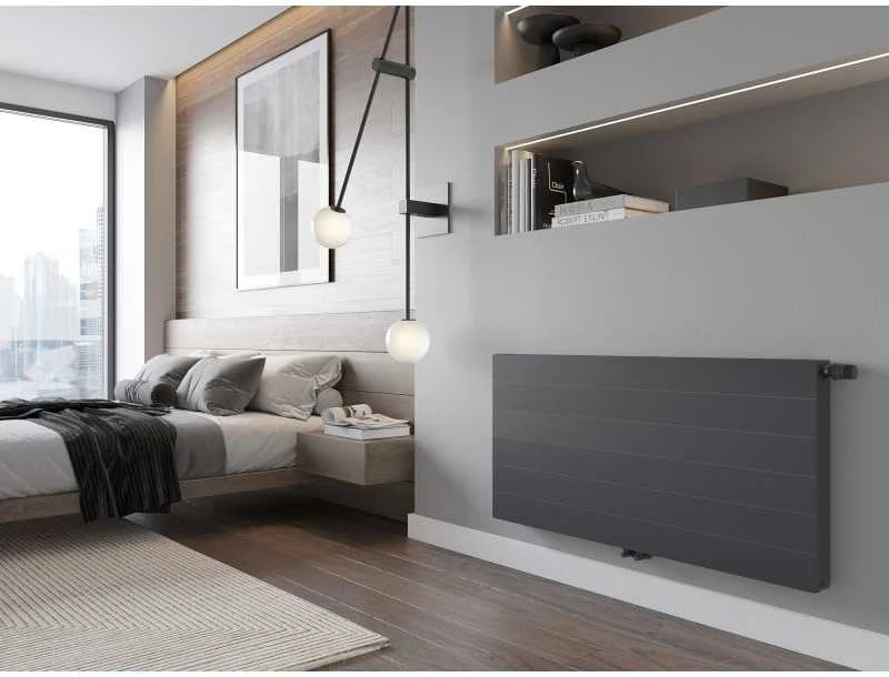 Radiatorius Mexen Line CCL21, 400 x 2000 mm, pajungimas iš apačios per vidurį, 1588 W, antracito
