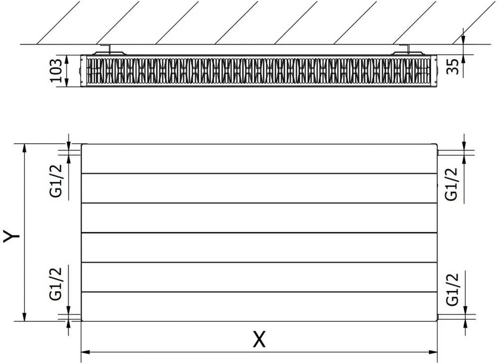 Radiatorius Mexen Line CL22, 400 x 900 mm, šoninio pajungimo, 1024 W, juodas