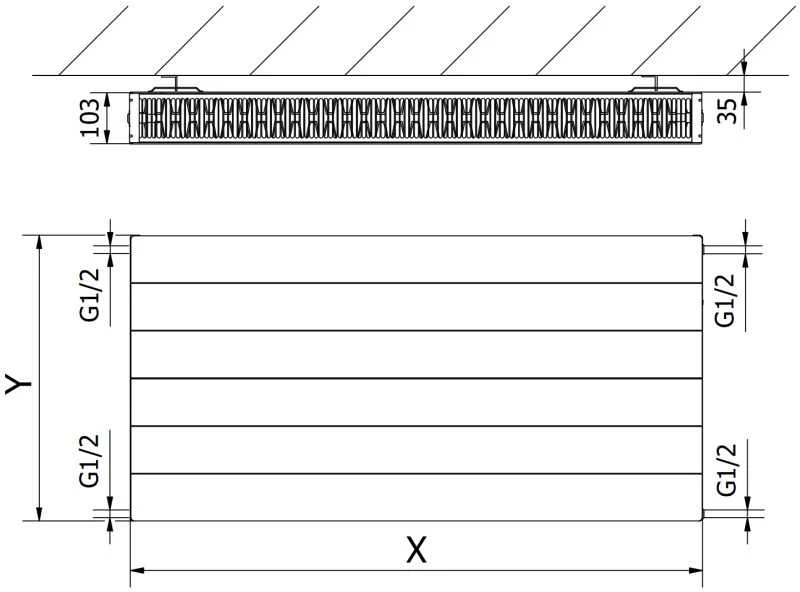 Radiatorius Mexen Line CL22, 600 x 900 mm, šoninio pajungimo, 1424 W;, antracito