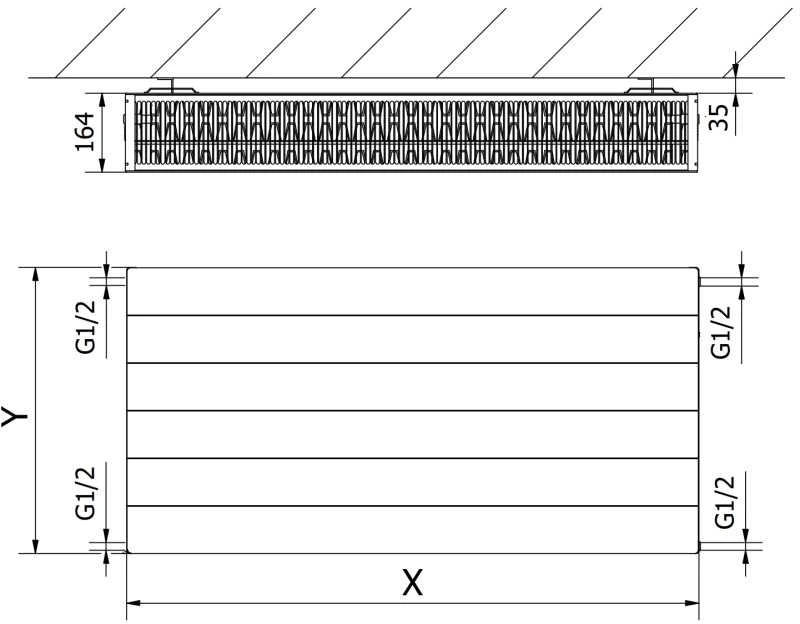 Radiatorius Mexen Line CL33, 900 x 1800 mm, pajungimas iš šono, 5401 W, baltas