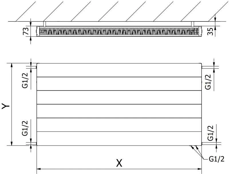Radiatorius Mexen Line CVL21, 400 x 1000 mm, apatinio pajungimo, 793 W, baltas