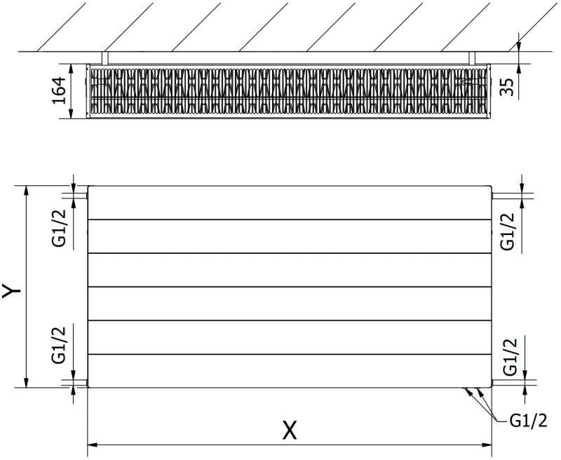 Radiatorius Mexen Line CVL33, 300 x 800 mm, apatinio pajungimo, 992 W, juodas