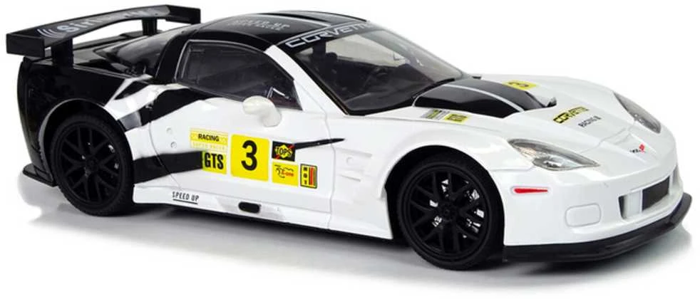 Radijo bangomis valdomas sportinis automobilis Corvette C6.R 1:18 baltas
