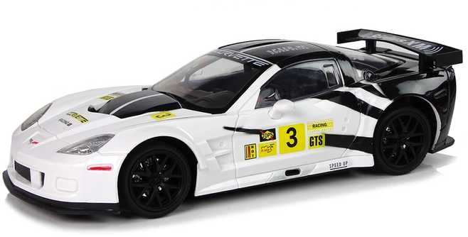 Radijo bangomis valdomas sportinis automobilis Corvette C6.R 1:18 baltas