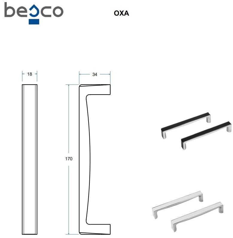 Rankenėlė voniai Besco Oxa, Baltas/Chrome (1 vnt.)