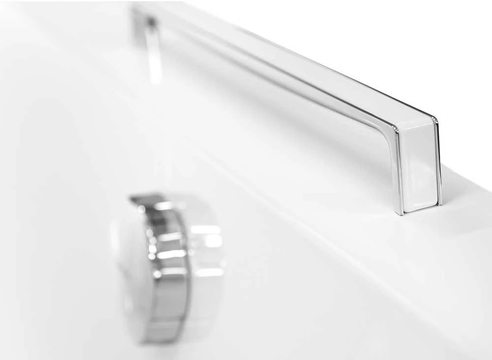 Rankenėlė voniai Besco Oxa Long, Baltas/Chrome (1 vnt.)