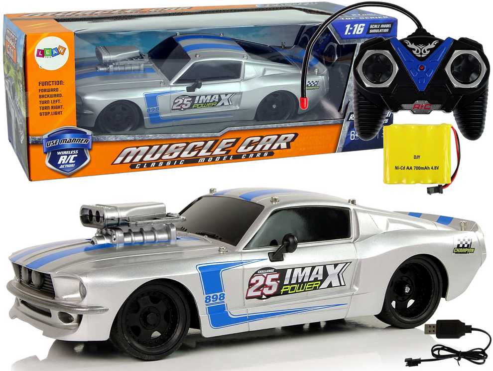 RC sportinis automobilis su pultu, 1:16, sidabrinis