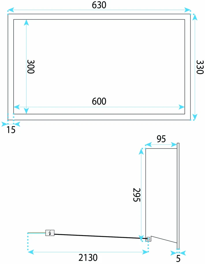 REA įleidžiama vonios kambario lentyna su LED, 30x60 cm, Brushed auksinis