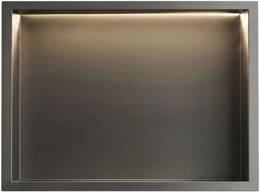 REA įleidžiama vonios kambario lentyna su LED, 30x45 cm, Titanium