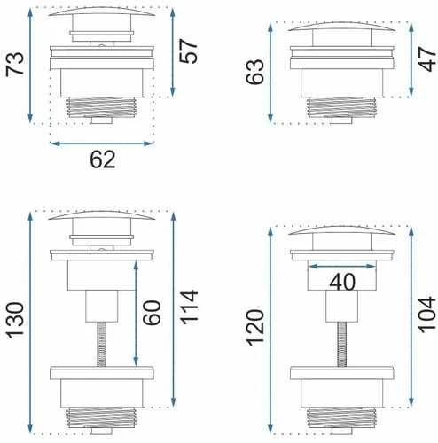REA "Klik-klak" dangtelis praustuvui universalus, Brushed Nickel Inox