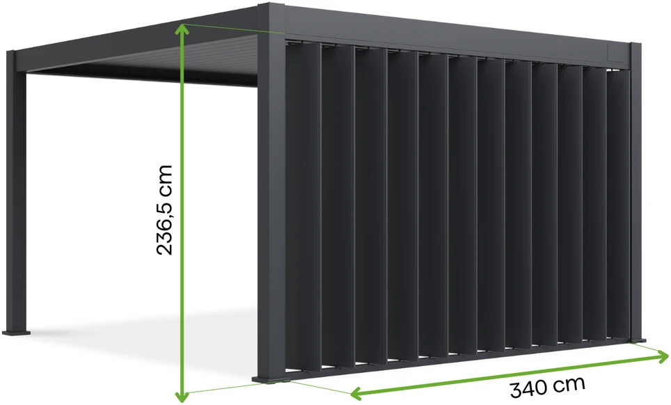 Reguliuojama panelinė siena pavėsinėms Pergola ELEGANCE/DELUXE/FUSION 3.6 m, Anthracite