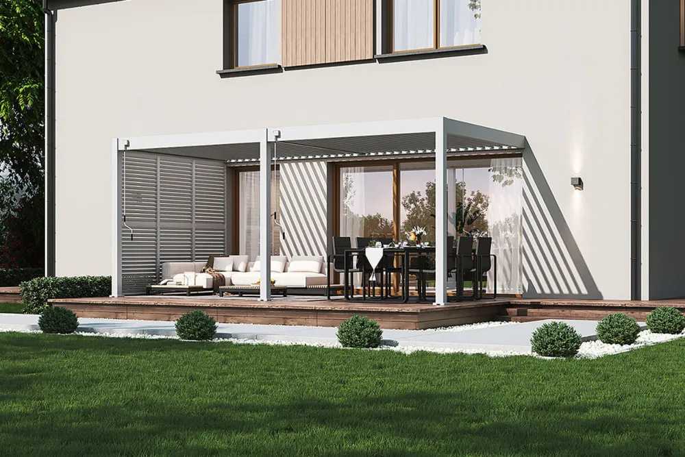 Reguliuojamų horizontalių žaliuzių panelė pavėsinėms Pergola ELEGANCE/DELUXE/FUSION 1.2 m, Baltas (113.3 cm)