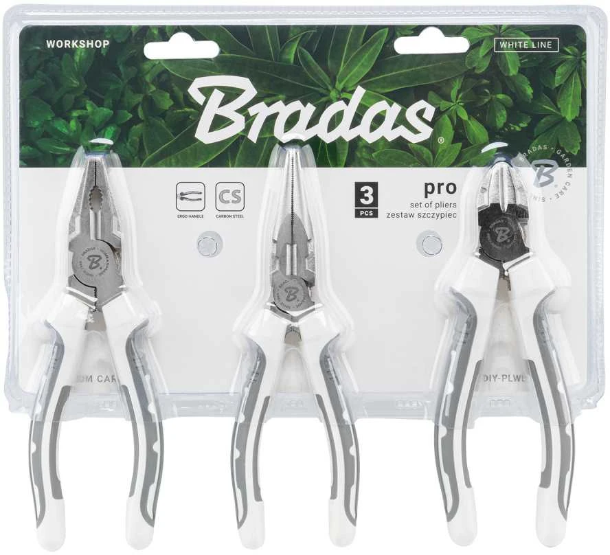 Replių rinkinys Bradas Baltas LINE PRO, nikeliuotos, 3 vnt.