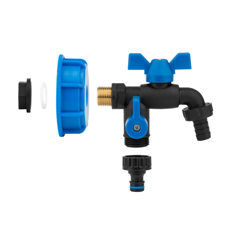 Rinkinys: Bradas IBC S60x6 čiaupas Juodas RAVEN NYLON/BRASS, su 2x3/4'' išor.sr., 5/8" žarnai