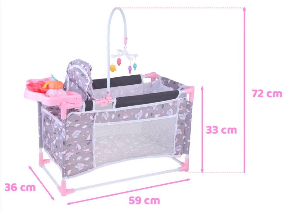 Rinkinys lėlėms 2in1 – lovytė ir maitinimo kėdutė