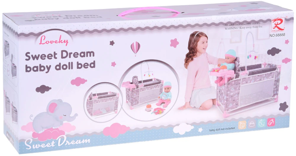 Rinkinys lėlėms 2in1 – lovytė ir maitinimo kėdutė